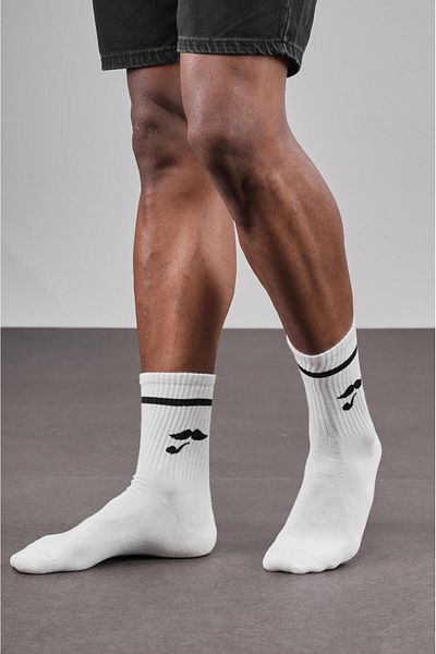 king brich 4 Pack Patterned Athlete Unisex White Socks