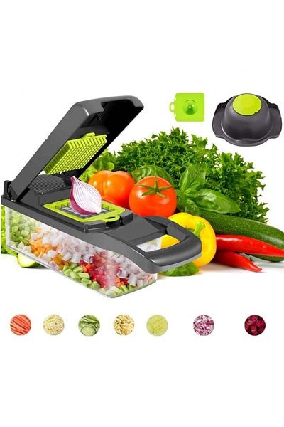 divendi-ro Multifunctional Razor with 14 accessories ideal in the kitchen, Premium Quality, Green