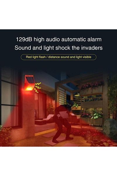 divendi-ro Solar alarm with motion sensor and remote control, 4 working modes, 129 dB. red-black