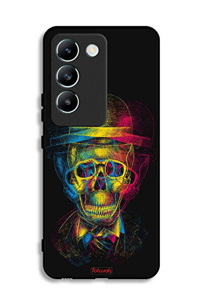 Tolwak غطاء حماية لهاتف Vivo V30 Lite 4G بتصميم جمجمة وقبعة ملونة وفن خيالي