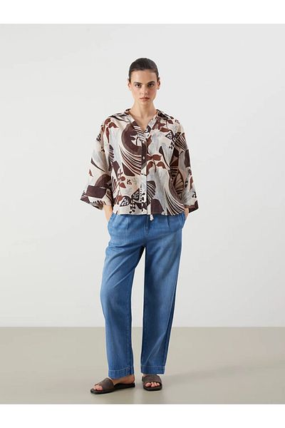 LC Waikiki Cămașă oversize pentru femei LCW Vision maro cu model