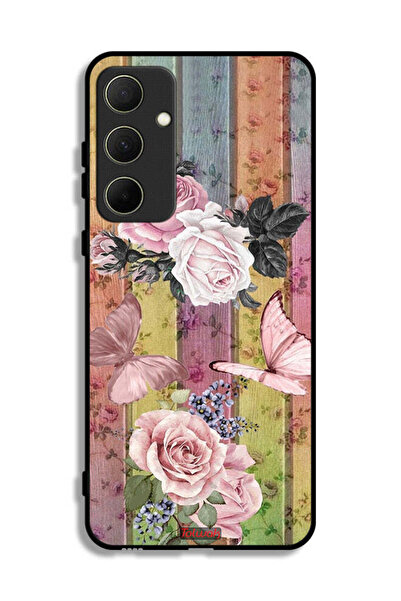 Tolwak Samsung Galaxy A35 5G Protective Case Cover Peach Butterflies And Roses
