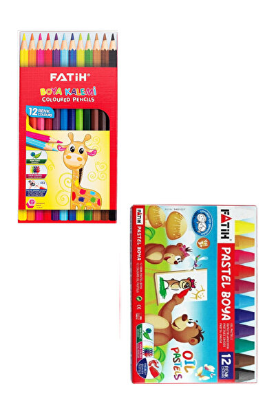 Fatih مجموعة من 12 قلم تلوين جاف + مجموعة ألوان باستيل فاتح 12 قطعة / مجموعة ...