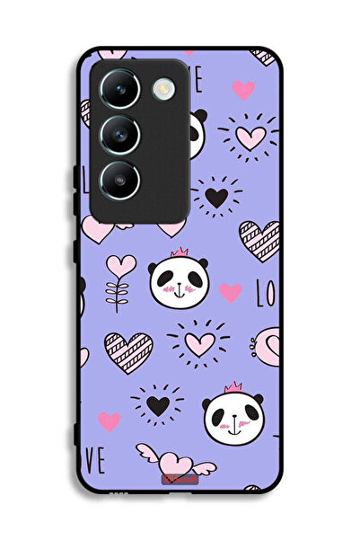 Tolwak غطاء حماية لهاتف Vivo V30 Lite 4G بنقشة Love And Panda Doodle