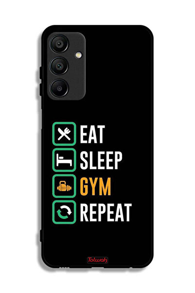Tolwak غطاء حماية لهاتف Samsung Galaxy A15، Eat Sleep Gym Repeat