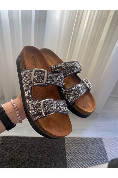 SMC SHOES Wisse Women's Double Buckle Beaded Daily Anatomical Sole Sea Coast Pool Slippers