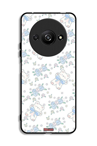 Tolwak غطاء حماية لهاتف Xiaomi Redmi A3 4G مع رمز دب تيدي لطيف وزهور