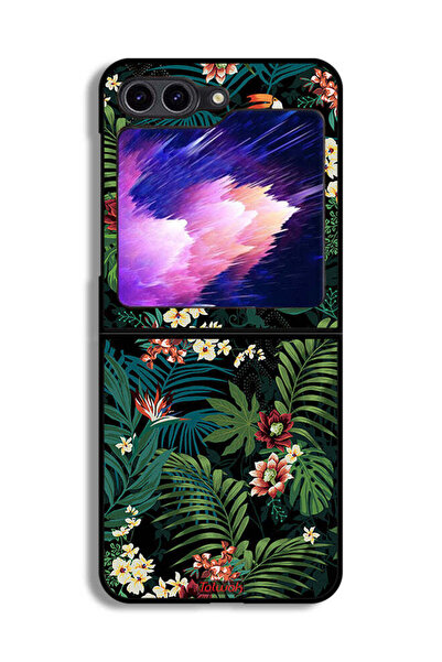 Tolwak غطاء حماية لهاتف Samsung Galaxy Z Flip6 بنقشة أوراق استوائية
