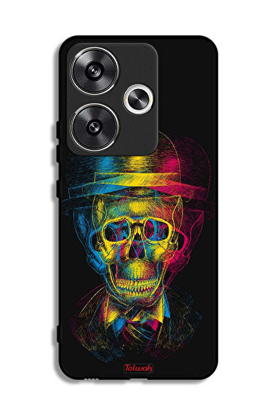 Tolwak غطاء حماية لهاتف شاومي ريدمي توربو 3 5G بتصميم جمجمة وقبعة ملونة وفن خ...