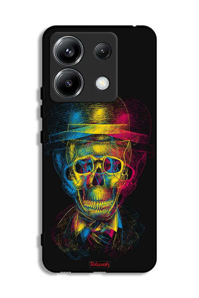 Tolwak غطاء حماية لهاتف Xiaomi Poco X6 5G بتصميم جمجمة وقبعة ملونة وفن خيالي