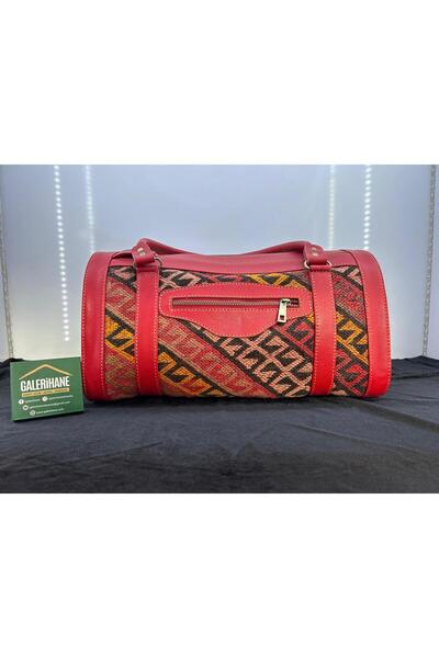 GALERİHANE MİNİ VALİZ EL DOKUMA KİLİM,DERİ