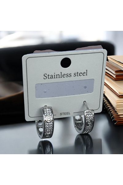 İNN JEWELLERY Steel Earrings Tarnish-Free Antiallergic Silver Figured (2 Years Importer Guaranteed)