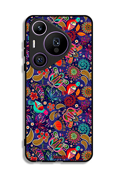 Tolwak غطاء حماية لهاتف هواوي بيورا 70 برو بنقشة طيور وأوراق زهور ملونة