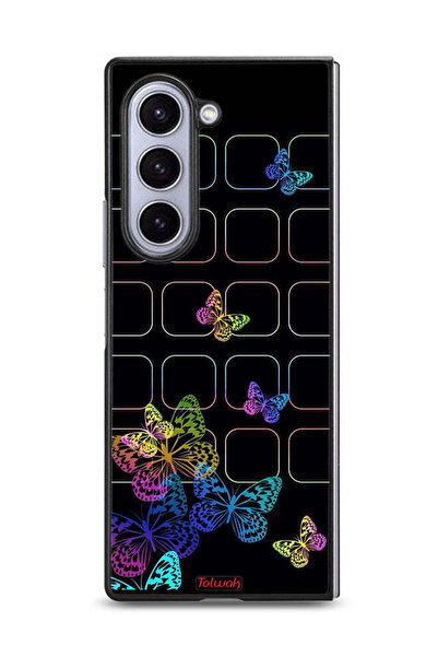 Tolwak غطاء حماية لهاتف سامسونج جالاكسي زد فولد 6 بنقشة فراشات ملونة