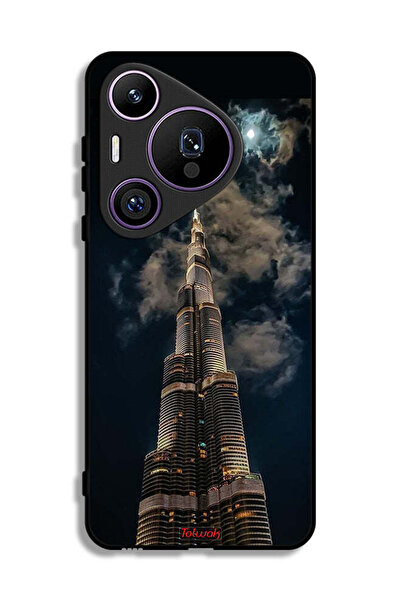 Tolwak غطاء حماية لهاتف هواوي بيورا 70 برو بتصميم برج خليفة في الليل