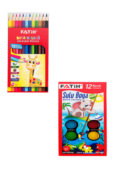 Fatih 12 قطعة من أقلام التلوين الجافة + مجموعة ألوان مائية فاتح 12 قطعة / مجم...