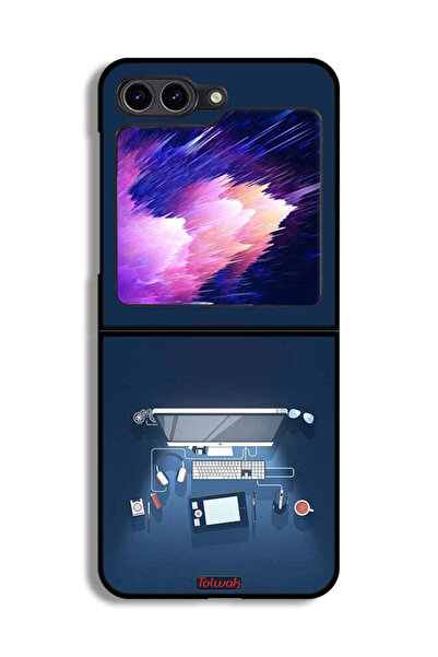 Tolwak غطاء حماية لجهاز Samsung Galaxy Z Flip6 - فن مكتب الكمبيوتر