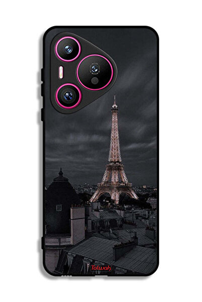 Tolwak غطاء حماية لهاتف هواوي بيورا 70 بتصميم برج إيفل في الليل