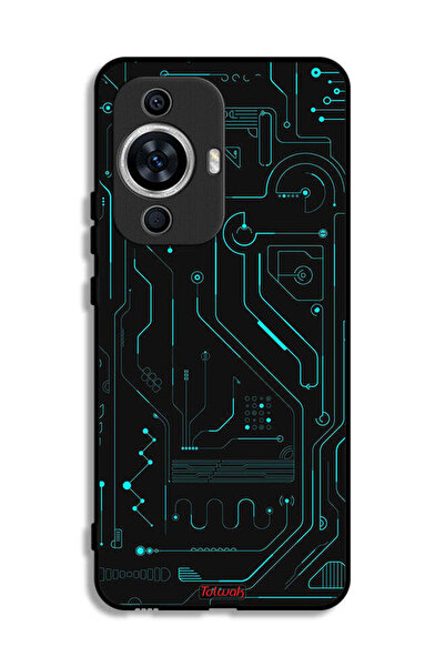 Tolwak غطاء حماية لهاتف هواوي نوفا 12 لايت، دوائر فنية رقمية، بساطة، شاشات مت...