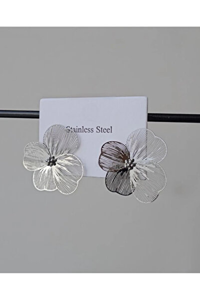 deva takı Wire Flower Earrings Steel