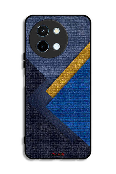 Tolwak غطاء حماية جلدي بنقشة مثلثات لهاتف Vivo Y38 5G
