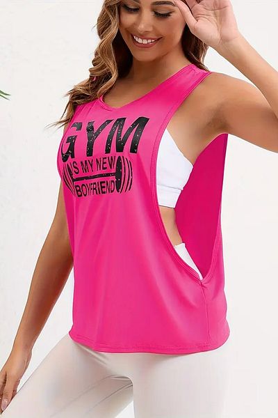 GHASSY CO. Ghassy Co. Women's Gym Printed Breathable Fitness Yoga Running Sleeveless Sports Singlet