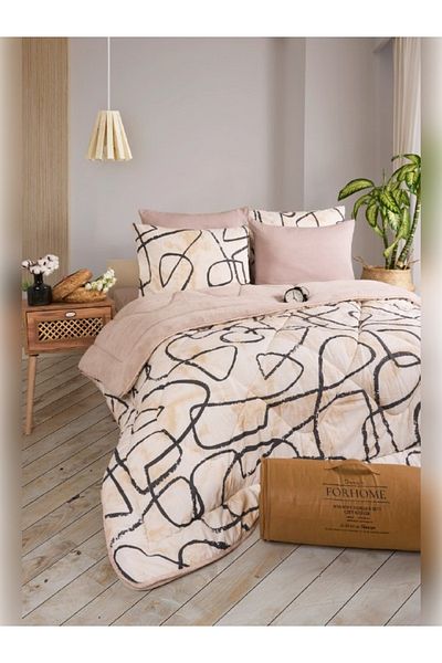Sudemhome Double Welsoft Sleeping Set Double Sided Wellsoft Fluffy Fleece Quilt and Battal Fitted Sheet