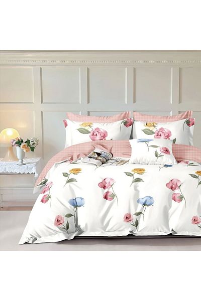 Pucioasa Single bed linen percale with colorful roses, 100% cotton, duvet cover 150x220cm