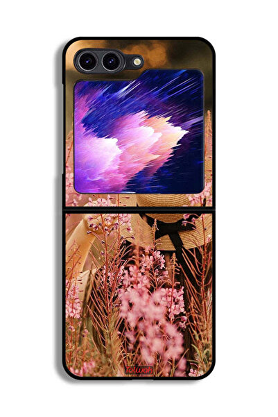 Tolwak غطاء حماية لهاتف Samsung Galaxy Z Flip6 بتصميم فتاة قبعة مزينة بالزهور
