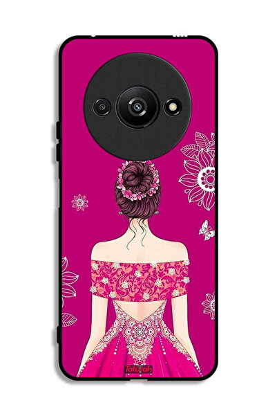 Tolwak Xiaomi Redmi A3 4G Protective Case Cover Girl And Flowers Art