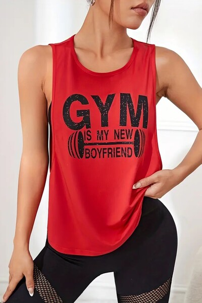 GHASSY CO. Ghassy Co. Women's Gym Printed Breathable Fitness Yoga Running Sleeveless Sports Singlet