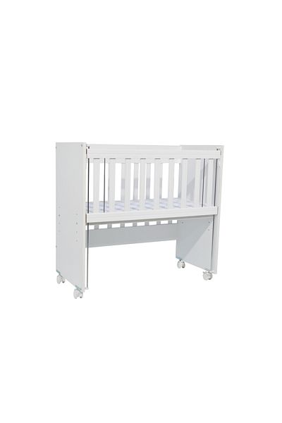 Nichiduta Patut din lemn Nichiduta Mini Cot White cu laterala culisanta,somiera reglabila pe 4 nivele de inalt