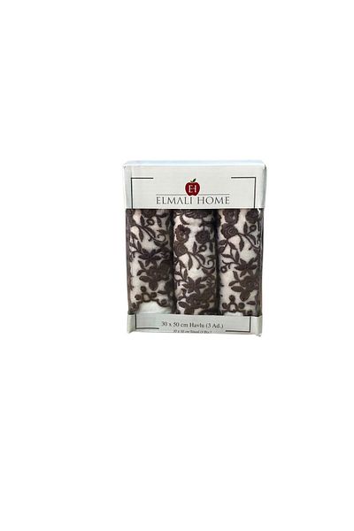 ELMALI Set de 3 prosop de bucătărie Royam 100% bumbac catifea cu dantelă 30 x 50