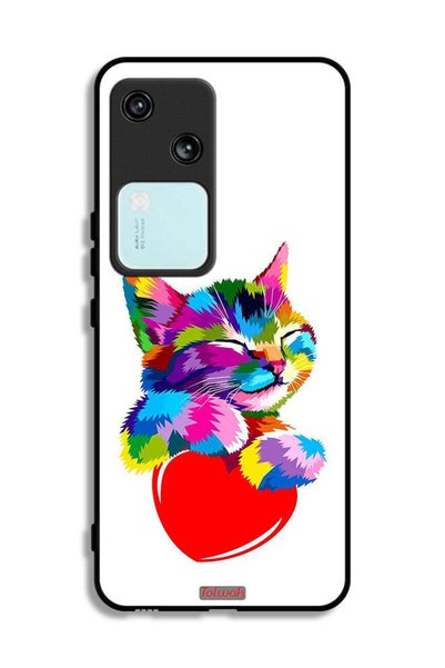 Tolwak غطاء حماية لهاتف Vivo V30 5G بتصميم قطة ملونة