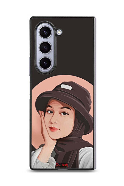 Tolwak غطاء حماية لهاتف Samsung Galaxy Z Fold6 بتصميم فتاة قبعة لطيفة ورسم فني