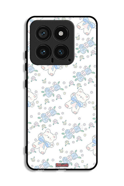 Tolwak غطاء حماية لهاتف شاومي 14 مع أيقونة دب تيدي لطيف وزهور