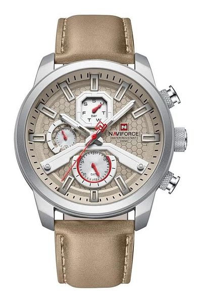 Naviforce Fashion Big Face Watches for Men Analog Auto Date Leather Strap Military Sports Waterproof