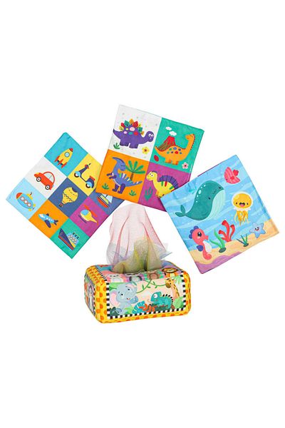 Micostore Box of Colored Napkins, Sensory, Montessori, 6 Months+, Baby Toy