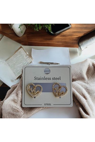 İNN JEWELLERY Steel Earrings Tarnish Resistant Antiallergic Heart Figured (2 Years Importer Warranty)