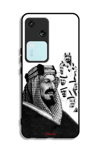 Tolwak غطاء حماية لهاتف فيفو V30 5G، ملصق فني أبيض وأسود لملوك المملكة العربي...
