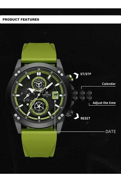 Naviforce Men's Analog Chronograph Watch with Silicone Strap