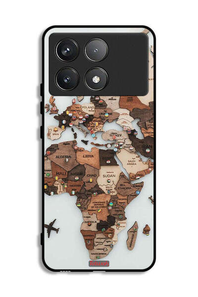 Tolwak Xiaomi Poco F6 Pro Protective Case Cover World Map Art