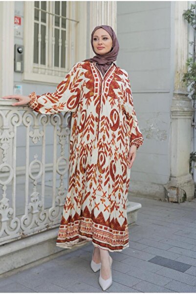 Butik desenli viskon elbise