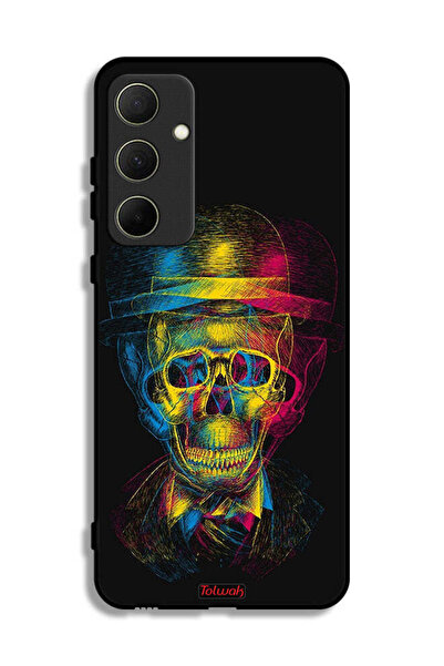 Tolwak غطاء حماية لهاتف سامسونج جالاكسي A35 5G بتصميم جمجمة وقبعة ملونة وفن خ...