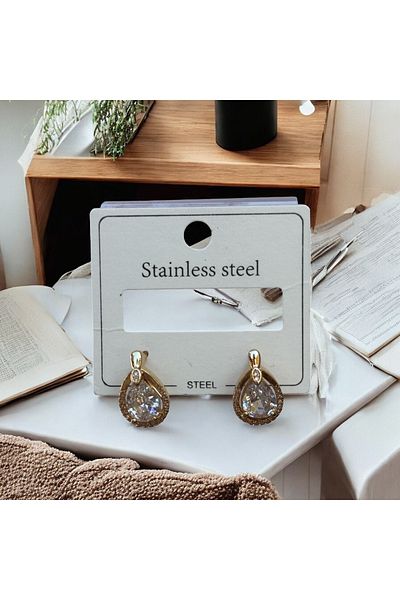 İNN JEWELLERY Steel Earrings Anti-Tarnish Anti-Allergic Diamond Figured (2 Years Importor Warranty)