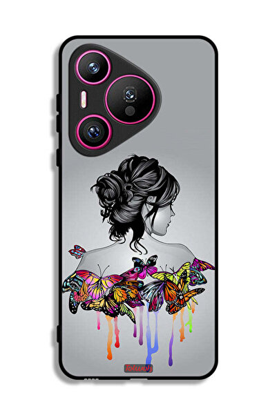Tolwak غطاء حماية لهاتف هواوي بيورا 70 برسومات فراشات وفتاة فنية تجريدية