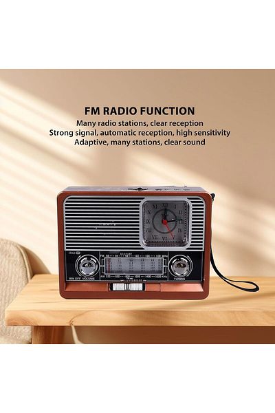 DLC Classic Portable AM/FM Radio with Telescopic Antenna - Retro Design & Clear Sound