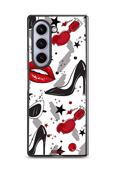 Tolwak غطاء حماية لهاتف سامسونج جالاكسي زد فولد 6 برسومات أحمر الشفاه والأحذية