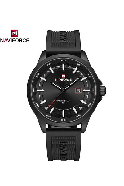 Naviforce Black Sporty Men's Watch with Silicone Strap