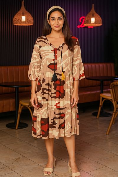 LaraLisa Collection Women's Summer Flounced Camouflage Dress